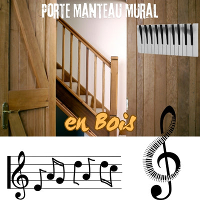 Porte manteau mural bois - Piano-Sympa™